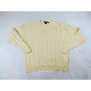 Chaps Ralph Lauren Sweater Mens Extra Large Yellow Knit Pullover‎ Cotton Casual*